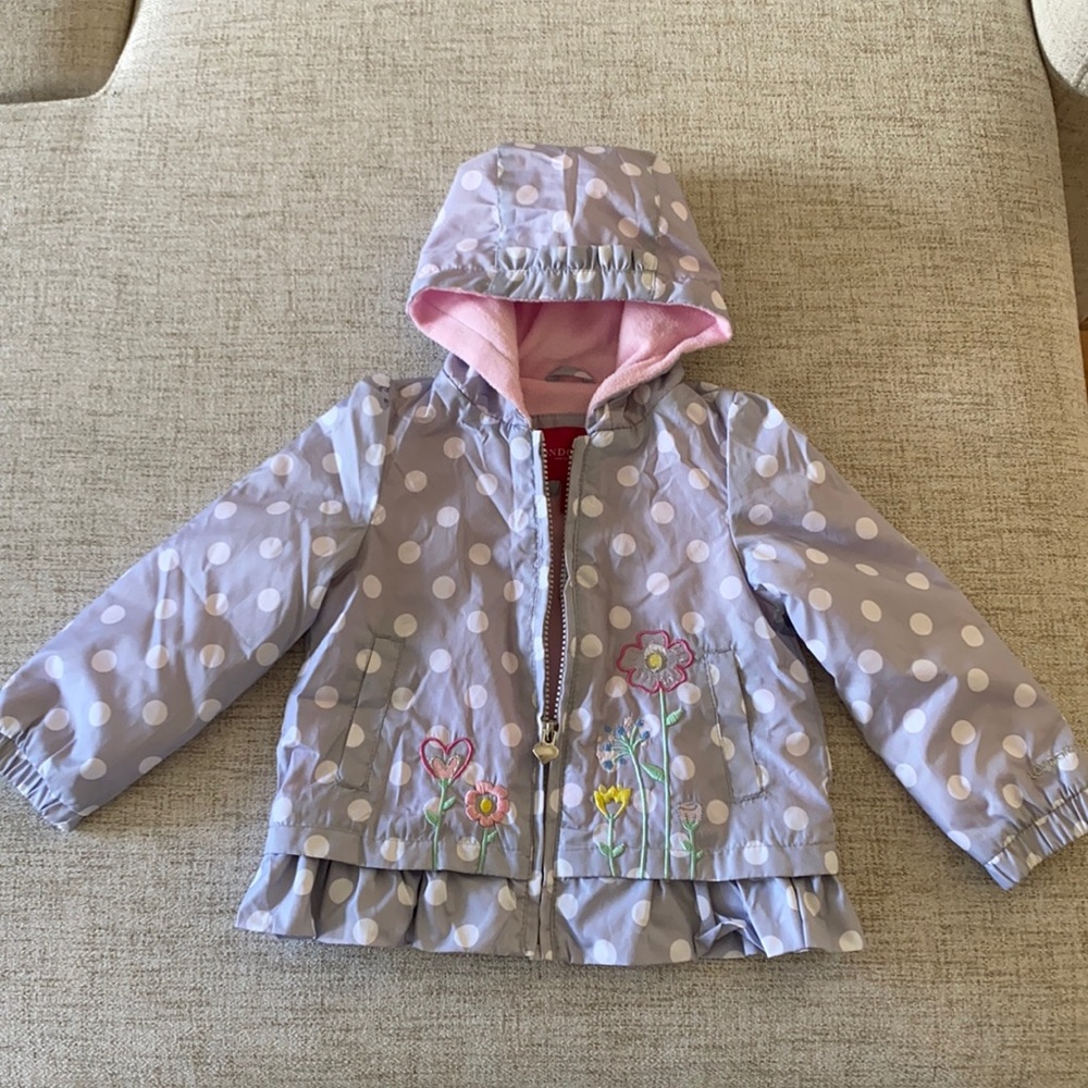 London Fog dotted fleece lined print zip up hoodie long sleeve jacket 24 months